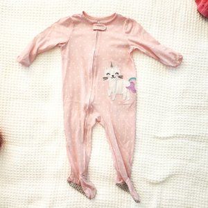 Carter's jammies, 18M, pink polka dots, Unicorn applique on front